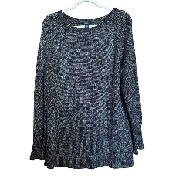 Chaps Tunic Sweater Womens 2X Gray Multicolor Chunky Pullover Sweatshirt - Picture 1 of 8